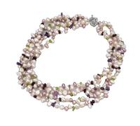 RUAJOGYNVM Collar de granate, amatista y prehnita de perlas naturales de 4 hebras de 19'