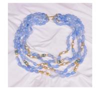 RUAJOGYNVM Collar de perlas blancas de pepita de Aguamarina azul de 5 hebras, joyería de varias filas, regalos de moda for mujeres
