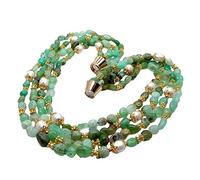 RUAJOGYNVM Collar de perlas de arroz cultivadas de forma libre, crisoprasa verde de 4 hebras, 21"