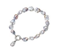 RUAJOGYNVM Collar de perlas Keshi gris de 20 ", colgante de perlas barrocas, colgante for mujer