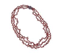 RUAJOGYNVM Collar largo con estación de perlas marrones, Color rojo vino cultivado, 36 pulgadas, conector pavimentado de circonita hecho a mano for mujer