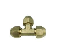 RUAJOGYNVM Fit 1/4" 3/8" 1/2" 3/4" Tube SAE-Standard Flare Connector Brass tee 3 Ways Pipe Fitting Connector Adapeter for Air Conditioner(with Nut,6.35MM 1L4 Inch_tee)
