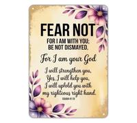 RUAJOGYNVM God Strengthens You Fear Not Isaiah 41 10 Metal Tin Sign Wall Decor for Nursery Room Uplifting Scripture Plaque 8 X 12 inch