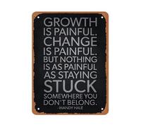 RUAJOGYNVM Growth Change Motivation Metal Sign Stay Unstuck Quote Minimalist Black Typography Wall-Art for Dorm Office 8 X 12 in