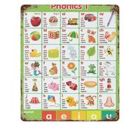 RUAJOGYNVM Handcrafted Vintage Pinyin Chart Metal Sign Preschool Cognitive Learning Wall Decor for 8 X 12 in
