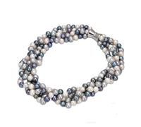 RUAJOGYNVM Joyería 20 "4 hebras 9-10 mm collar de perlas redondas blancas y negras