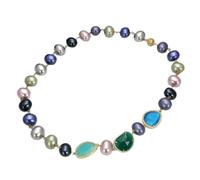 RUAJOGYNVM Joyería 29" collar de perlas de concha de mar de colores mezclados conector pavimentado