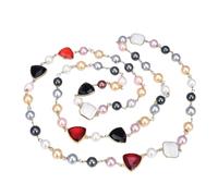 RUAJOGYNVM Joyería Collar de cristal de perlas de concha de mar multicolor de 47"
