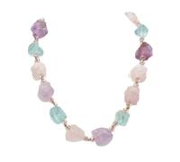 RUAJOGYNVM Joyería Collar de piedra de cuarzo azul amatista de cuarzo rosa semiprecioso