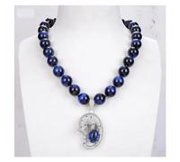 RUAJOGYNVM Joyería Collar redondo de ojo de tigre azul de 18.0 in con colgante de circonita cúbica