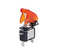 RUAJOGYNVM LED Car Modification Arm Push Button Illuminated Toggle Switch with Aircraft Flip Up Cover Guard 12V20A Transparent(Yellow)