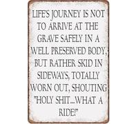RUAJOGYNVM Life Journey Is Not To Arrive Safely At The Grave Vintage Metal Sign Tin Plaque Home Garage Bar Wall Decor Retro 8 X 12 in