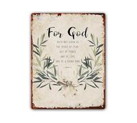 RUAJOGYNVM Metal Tin Sign God Hath Not Given The Of Fear Religious Scripture Wall Decor For Study Room Faith 8 X 12 inch