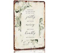 RUAJOGYNVM Micah 6 8 Metal Tin Sign Walk Humbly Eucalyptus Leaf Design Man Cave Bar Cafe Wall Decor 8 X 12 in