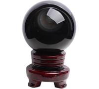 RUAJOGYNVM Obsidian Rainbow Eyes Crystal Ball with Wooden Stand Divnation Sphere for Home Decorations Witchcraft,8cm/3.1in