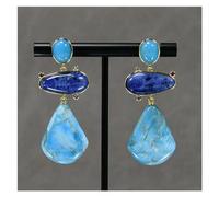 RUAJOGYNVM Pendientes colgantes de Jade de apatita de piedra Real de sodalita azul, joyería de moda, Estilo Vintage for fiesta de mujer