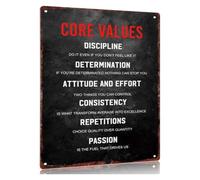RUAJOGYNVM Retro Core Values Tin Sign Effort Consistency Passion Plaque For Weight Room Box 8 X 12 inch