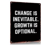 RUAJOGYNVM Retro Growth Is Optional Tin Sign Change Is Inevitable Plaque For Classroom Library Study Room 8 X 12 inch