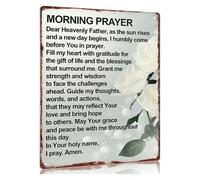 RUAJOGYNVM Retro Morning Prayer Tin Sign Inspirational Plaque For Bedside Table Breakfast Nook 8 X 12 inch