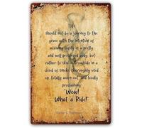 RUAJOGYNVM Retro Motivational Metal Sign Wow What A Ride Vintage Tin Plaque Life Is A Journey Wall-Art For Garage Bar Game Room Decor 8x12 Inch