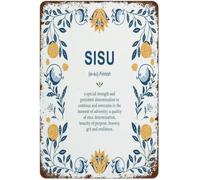 RUAJOGYNVM Retro Sisu Meaning Finnish Culture Metal Tin Sign for Living Room Home Bar Coffee Shop Farm Decor 8 X 12 in