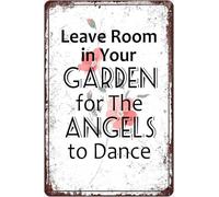 RUAJOGYNVM Rustic Garden Decor Tin Sign Leave Room For Angels To Dance Vintage Metal Sign For Yard Or Patio Wall 8 X 12 inch