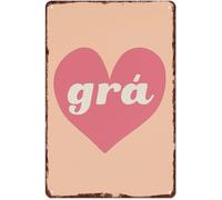 RUAJOGYNVM Rustic Grá Love Heart Vintage Aluminum Sign Irish Pub Decor Metal Wall-Art for Home Bar 8 X 12 in