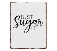 RUAJOGYNVM Sweet Tooth Metal Sign Just Sugar It Funny Quote Wall Decor for Home Kitchen Baking Area Distressed Aluminum 8 X 12 in
