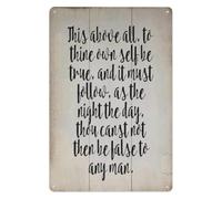 RUAJOGYNVM This Above All To Thine Own Self Be True And It Must Follow As The Night The Day Shakespeare Metal Sign Inspirational Wall-Art For Home 8 X 12 inch