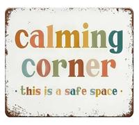 RUAJOGYNVM This Is A Safe Space Calming Corner Funny Metal Sign Classroom Office Room Reading Corner Home Library Wall-Art Decor 8 X 12 in