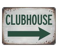 RUAJOGYNVM This Way to the Clubhouse Arrow Metal Sign Vintage Wall-Art for Home Bar Pub Den She Shed Garage Rustic Pointer Tin Plate 8 X 12 inch