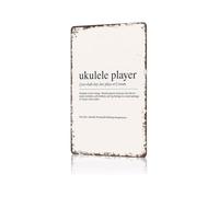 RUAJOGYNVM Ukulele Player Definition Metal Sign Funny Aloha Wall-Art Vintage Tin Poster For Musician Man Cave Music Room Home Decor 8 X 12 inch