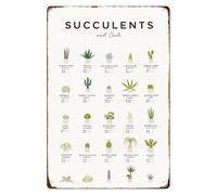 RUAJOGYNVM Vintage Cactus Metal Sign Succulent Identification Poster Southwest Desert Style for Man Cave Garage Bar Office Dorm Room Wall Hanging 8 X 12 inch