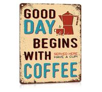 RUAJOGYNVM Vintage Cafe Decor Aluminum Metal Sign Coffee Themed Wall-Art for Kitchen or Dining Room 8 X 12 in