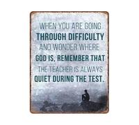 RUAJOGYNVM Vintage Funny Quote Aluminum Sign When Going Through Difficulty Remember The Teacher Is Quiet Wall-Art (8 X 12 in)