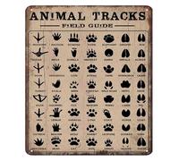 RUAJOGYNVM Vintage Metal Sign Animal Tracks Field Guide Forest Hunting Decor for Cabin Farmhouse Woodland Nursery Boys Room Wall-Art Gift 8 X 12 in