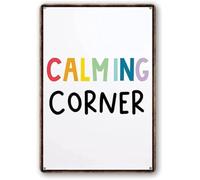 RUAJOGYNVM Vintage Metal Sign Calming Corner Calm Zone Tin Plaque Classroom Home Wall Decor Retro Emotional Support Zone Art 8 X 12 in