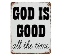 RUAJOGYNVM Vintage Metal Tin Sign God Is All The Time Inspirational Quote Wall-Art Home Office Prayer Room 8 X 12 in
