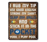RUAJOGYNVM Vintage Pool Table Tin Sign Funny Billiards Wall-Art Retro Metal Decor for Man Cave She Shed Game Room Home Theater Decor 8 X 12 in
