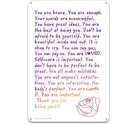 RUAJOGYNVM You Are Brave You Are Enough Your Words Are Meaningful Wall Decor Inspirational Metal Tin Sign for Women Home Office 8 X 12 in