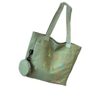 Ruarby Bolsa de lona para laptop para mujer, para clase y viajes diarios, con amplio espacio, bolso de hombro grande para libros, bolsa de hombro de lona, Green, One Size