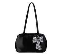 Ruarby Bolso de hombro de nailon con tacto de seda para mujer, estético, elegante, casual, para compras, estudiantes, axilas, hombro de nailon, Black, One Size