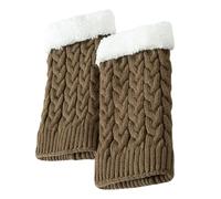 Ruarby Calcetines cortos para botas de invierno, puños cálidos, calentadores de piernas, calentadores de piernas, ropa de calle, calcetines de punto de ganchillo, caqui (Old Khaki), Talla única