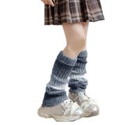 Ruarby Calentadores de piernas de punto para invierno y otoño, calcetines holgados de punto trenzado para niñas, fundas de piernas transpirables para niños, calentadores de invierno, azul marino