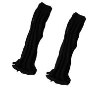 Ruarby Calentadores de piernas holgados estilo punk japonés, para mujer, calcetines de punto sin pies, con agujeros desgastados, mangas de piernas, ropa de calle, calzado cálido acrílico, Negro, Talla
