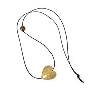Ruarby Elegante gargantilla hecha a mano con colgante de corazón de cristal largo de piel sintética negra, cadena de cuello de longitud ajustable para mujeres y niñas, cadena de cuerda de poliuretano