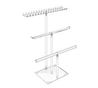 Ruarby Elegante torre de exhibición de joyas de acrílico resistente para collar y soporte con soportes para aretes, organizadores de joyas colgantes