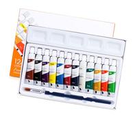 Ruarby Juego de pintura gouache de 12 colores (5 ml/tubo) con pincel de pintura para principiantes, adultos, niños, estudiantes, suministros de arte