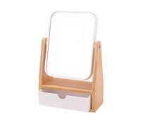 Ruarby Mesa de pie de tocador de doble cara con espejo cosmético con organizadores, cajones, encimeras, baño, mesa de maquillaje con cajón