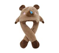 Ruarby Sombrero de capibaras de dibujos animados peludos con bufanda gruesa y peluda de gran tamaño para niños, gorro de invierno para Halloween, disfraz de dibujos animados